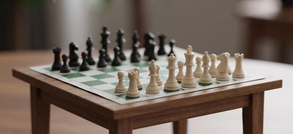 Set de ajedrez mini sobre una mesa